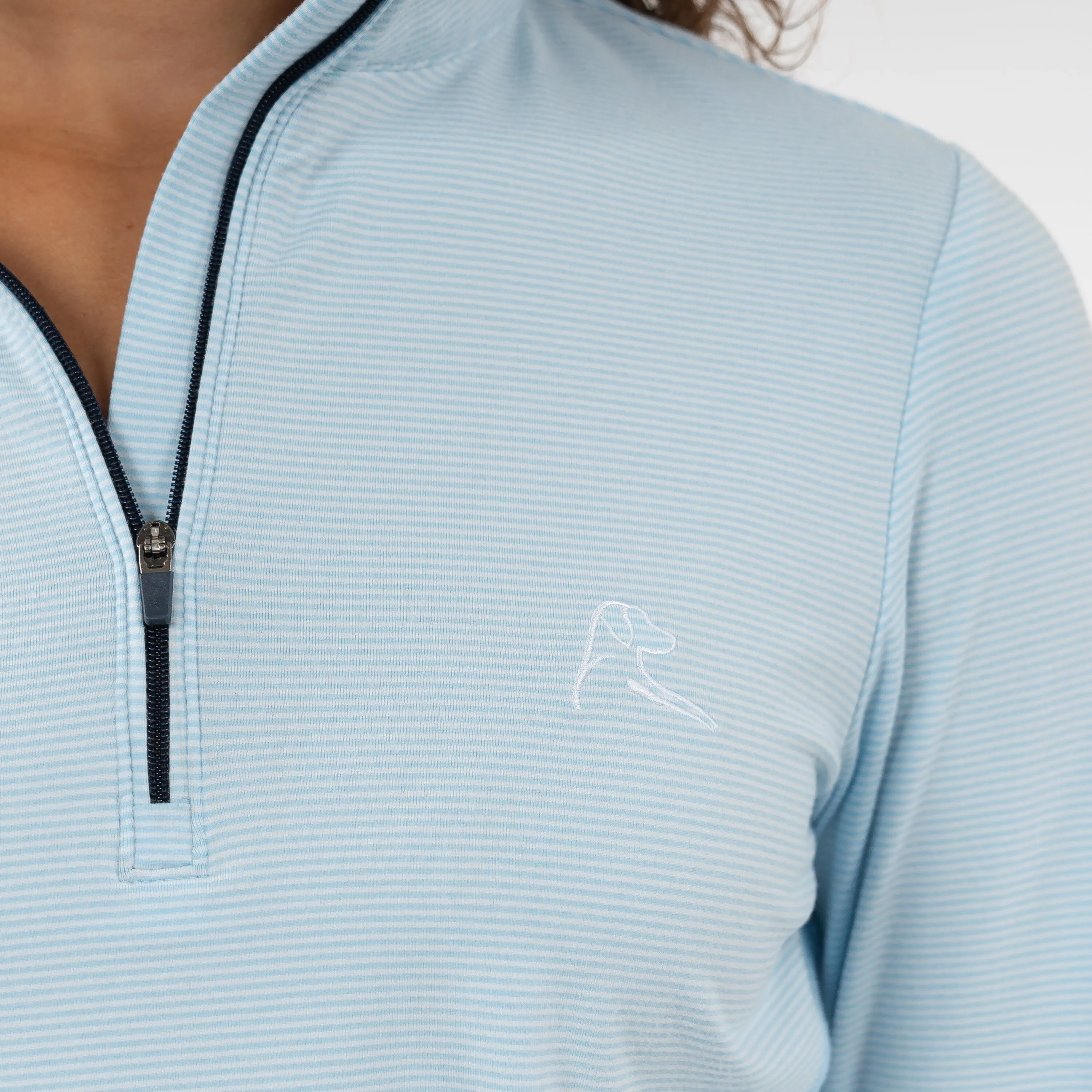 Riva Heather Stripe Performance Q-Zip | The Riva Heather Stripe - Pure Blue/White