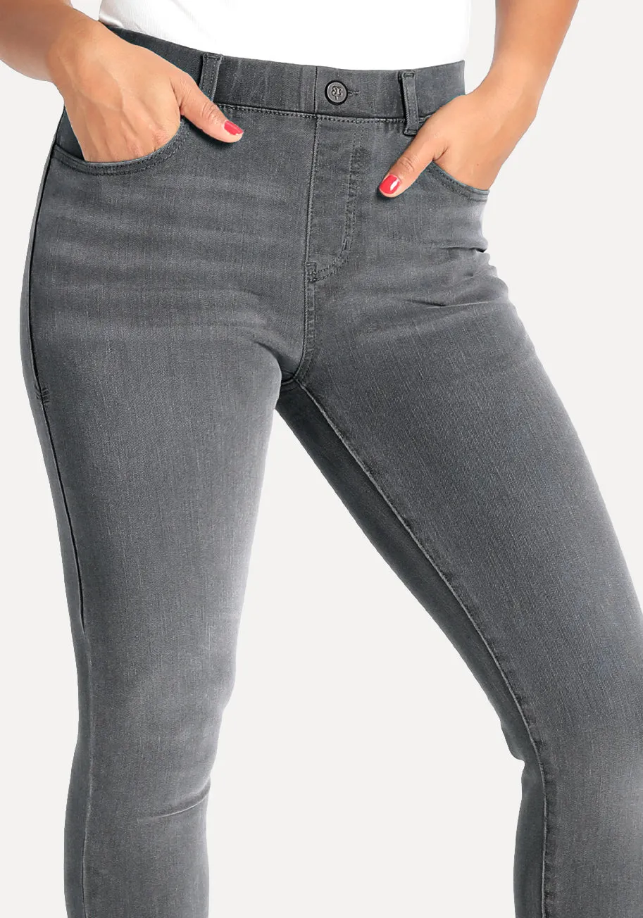 Skinny-Leg | 4-Pocket Betabrand Yoga Denim (Rinsed Gray)