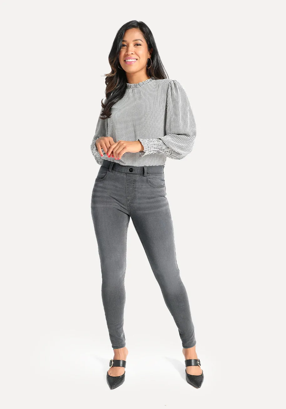 Skinny-Leg | 4-Pocket Betabrand Yoga Denim (Rinsed Gray)