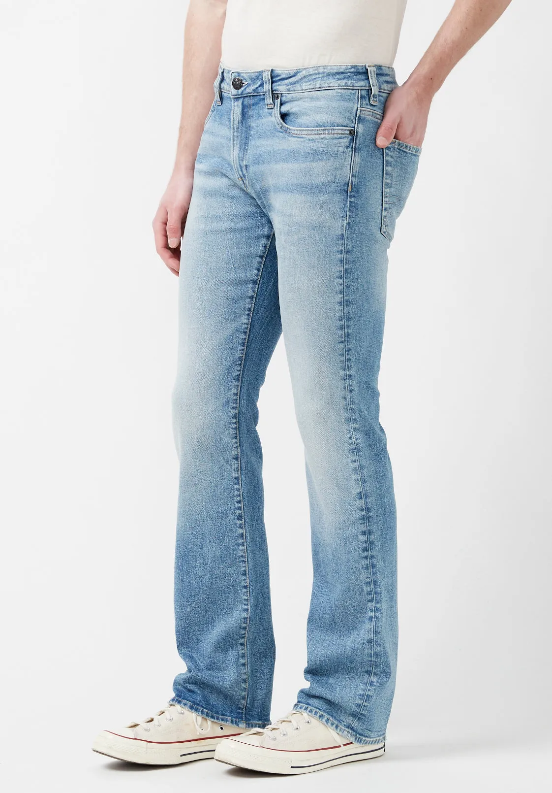 Slim Bootcut King Men’s Jeans in Crinkled and Sanded Blue  - BM22858