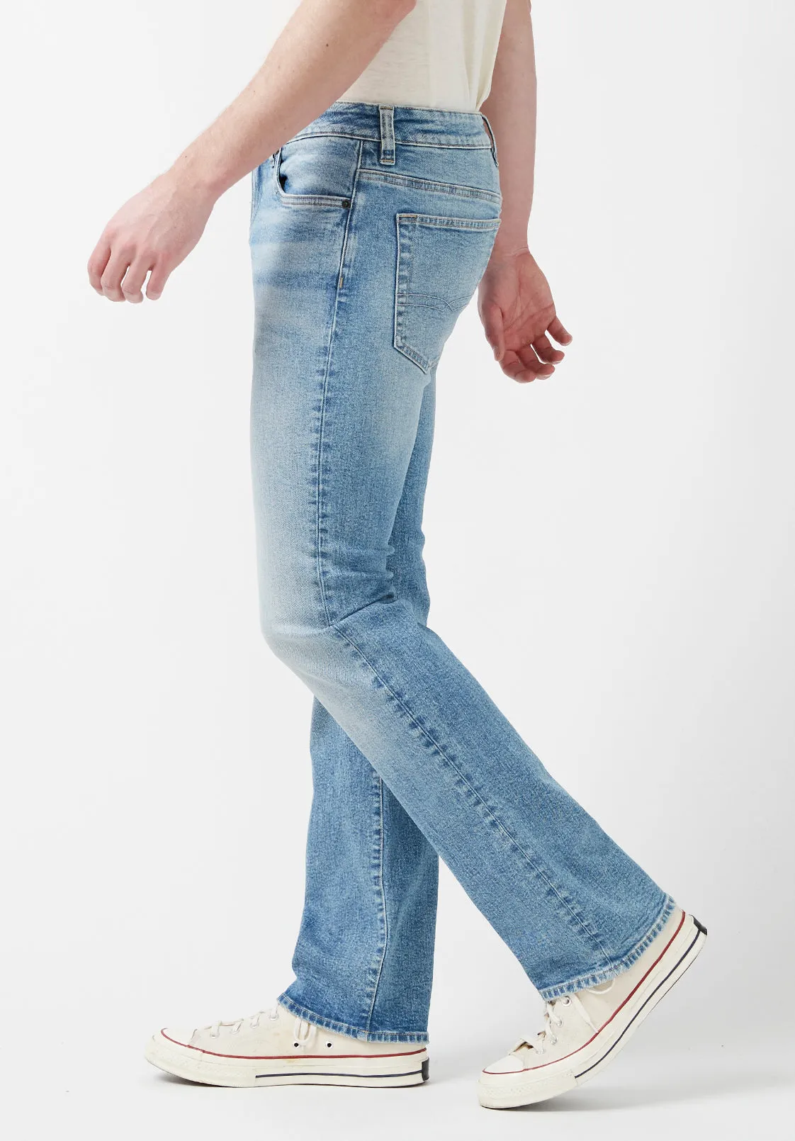 Slim Bootcut King Men’s Jeans in Crinkled and Sanded Blue  - BM22858