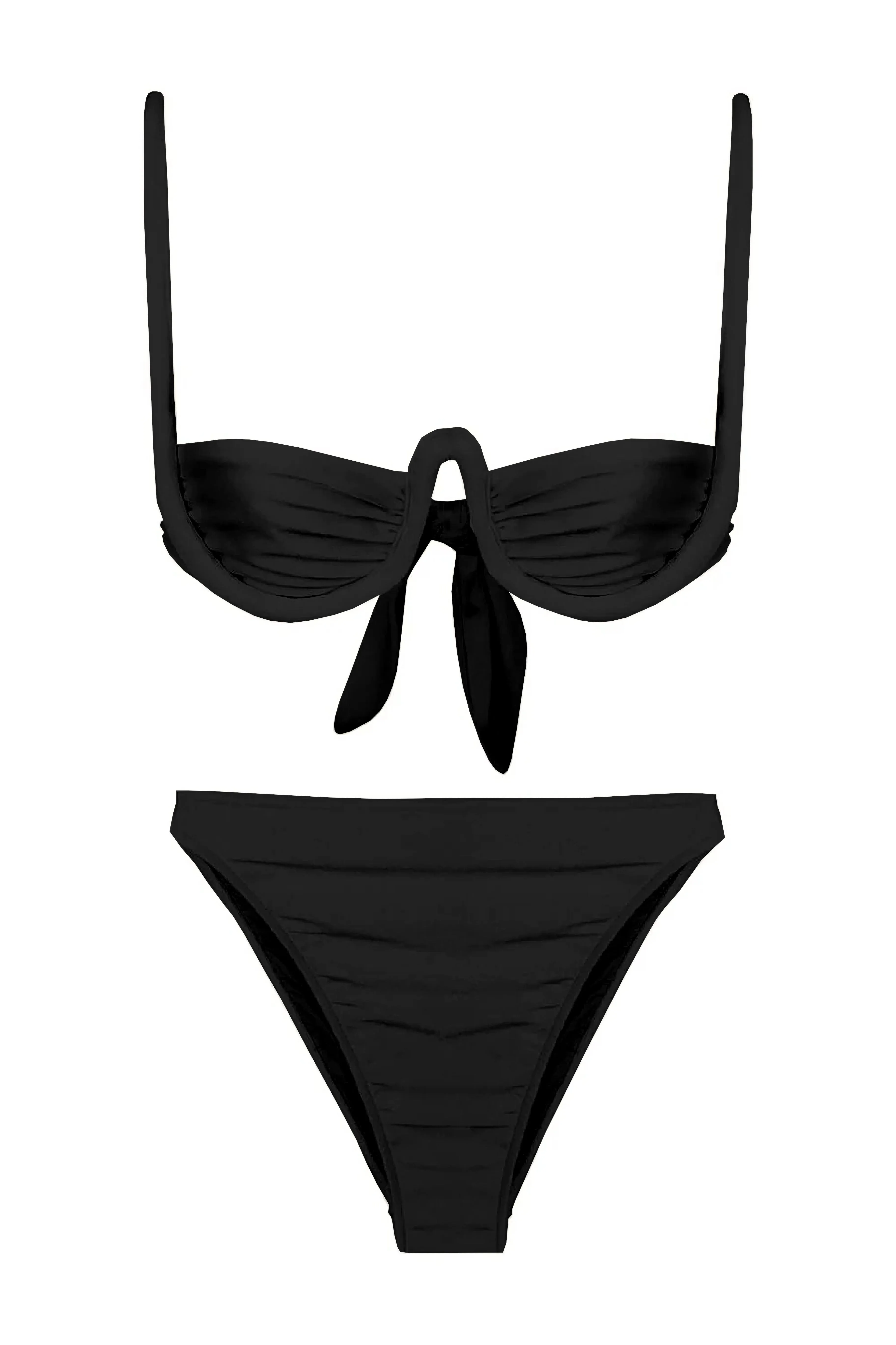 Solid High-leg Bikini With Straps