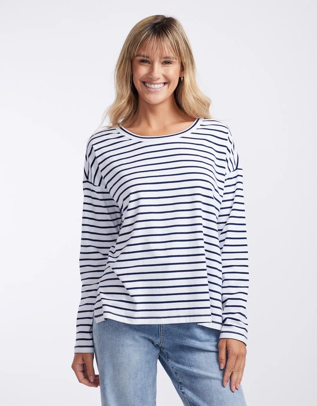 Stella Long Sleeve T-Shirt - Navy/White Stripe