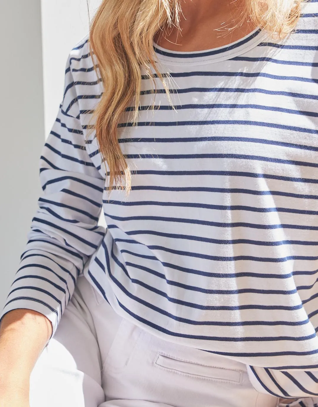 Stella Long Sleeve T-Shirt - Navy/White Stripe