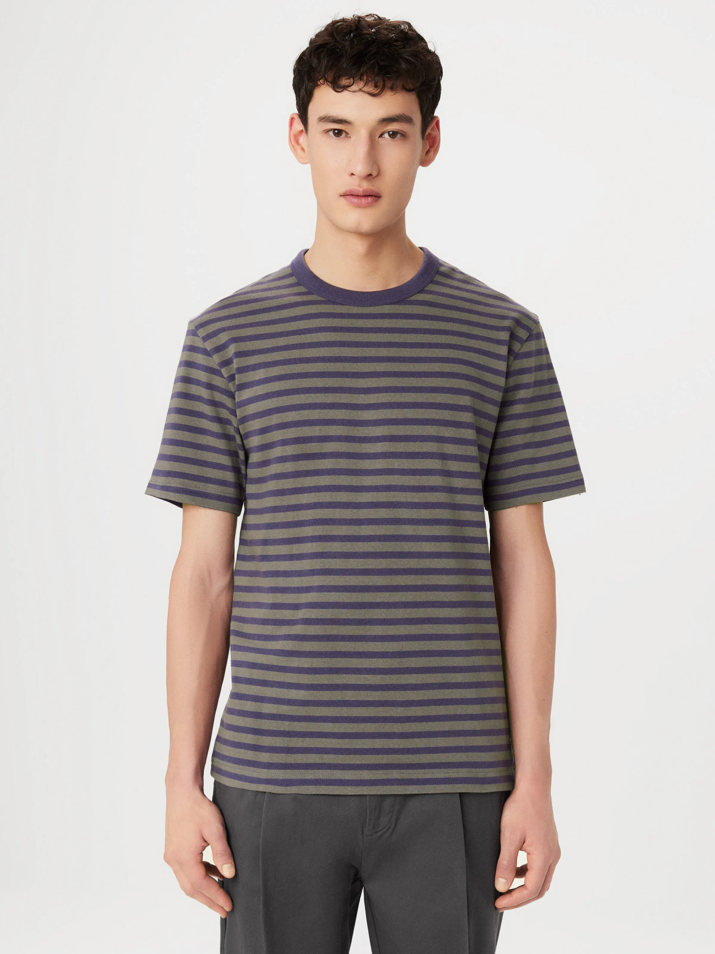 The Relaxed Striped T-Shirt in Boreal Green