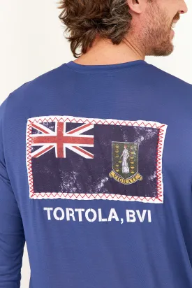 Tortola St Ursula Flag Patch UPF50 Shirt - Racing Blue