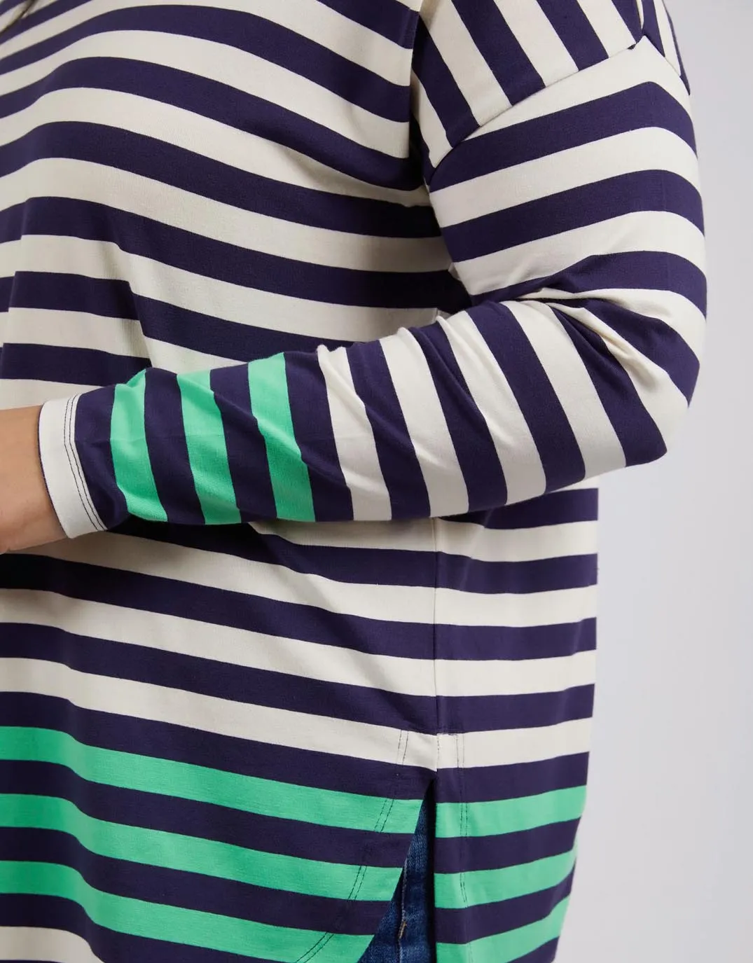 Turn Back Long Sleeve Tee - Indigo/Pearl Stripe