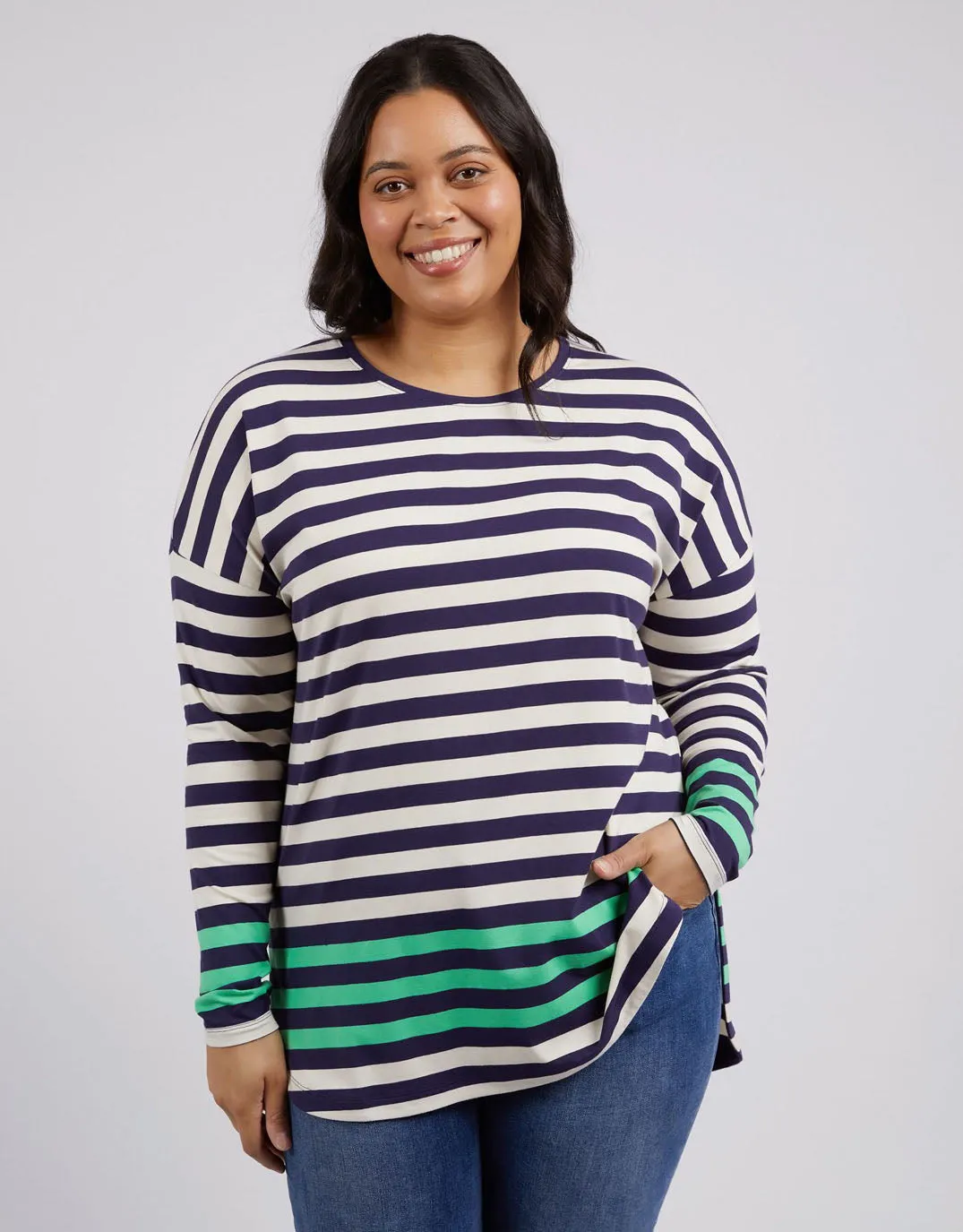 Turn Back Long Sleeve Tee - Indigo/Pearl Stripe