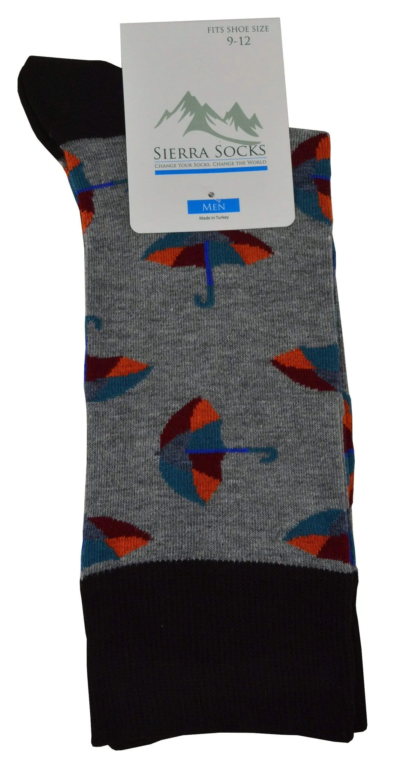 Umbrellas Design Colorful Smooth Toe Men Crew Socks