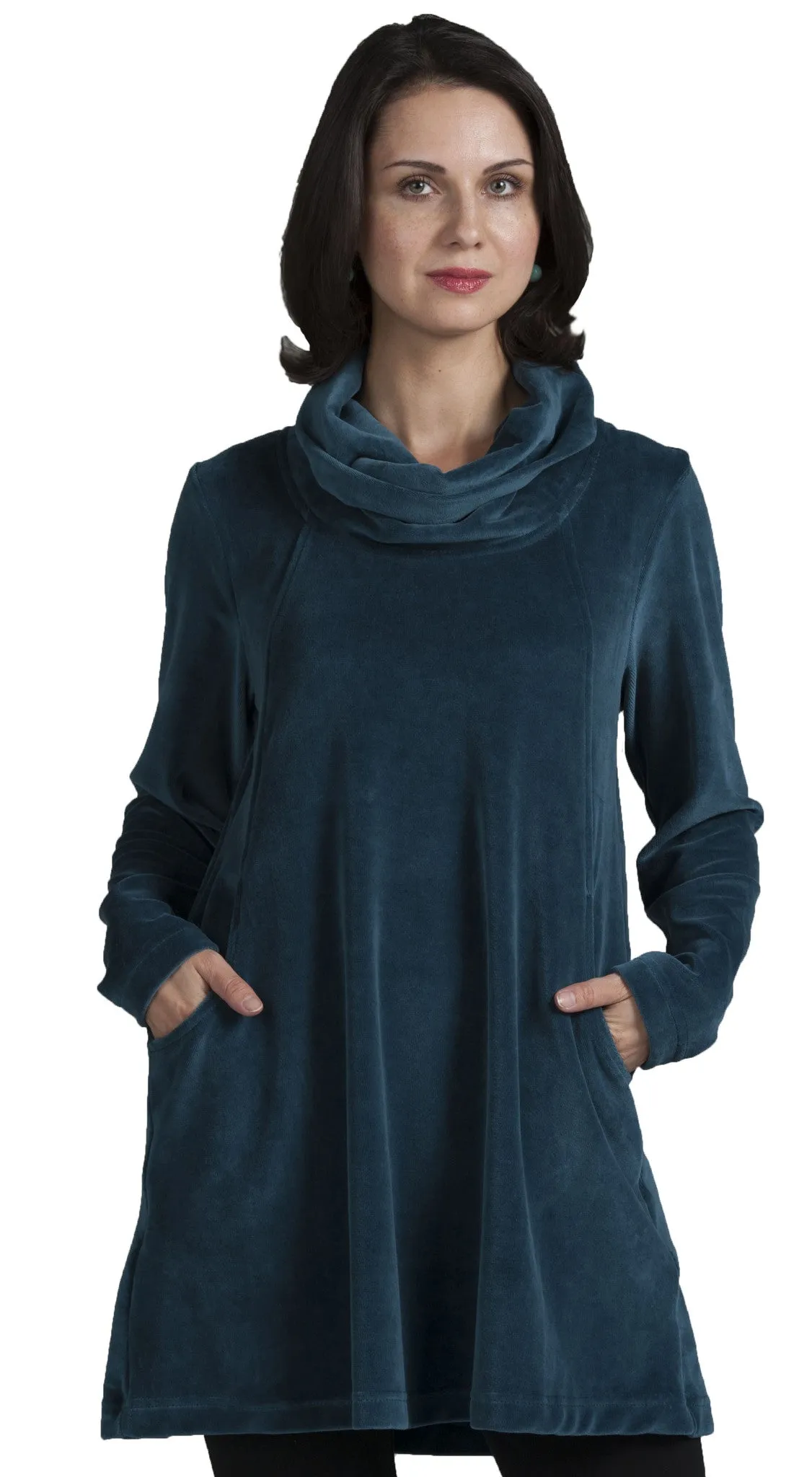 Velour Cowlneck Tunic