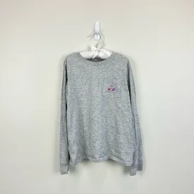 Vineyard Vines Girls Snowboard Whale Long Sleeve Pocket Tee Small 7-8