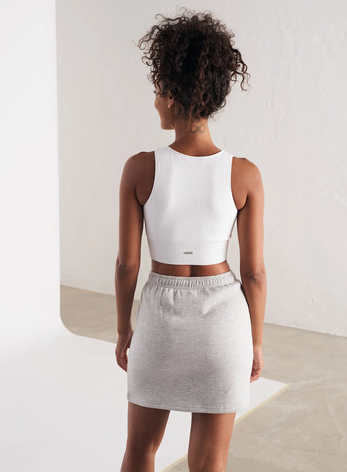 White Ribbed Seamless Crop Top