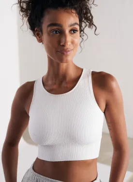 White Ribbed Seamless Crop Top