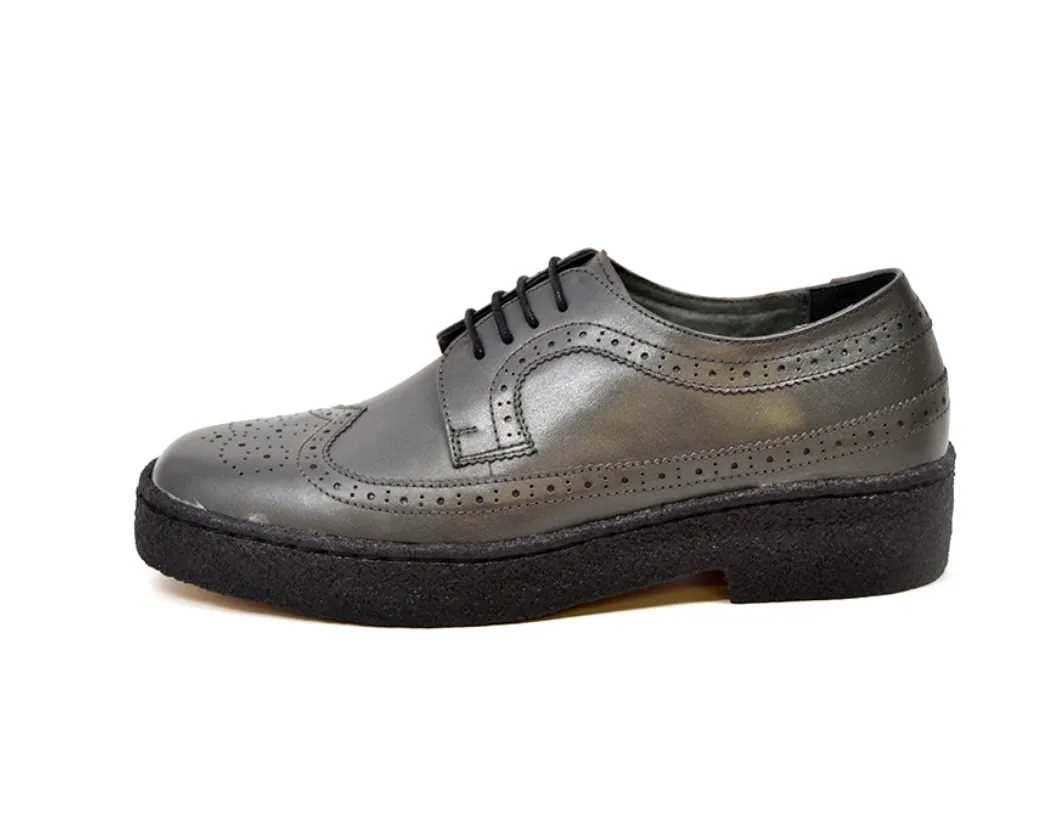 Wingtip Low Cut Dark Gray Leather