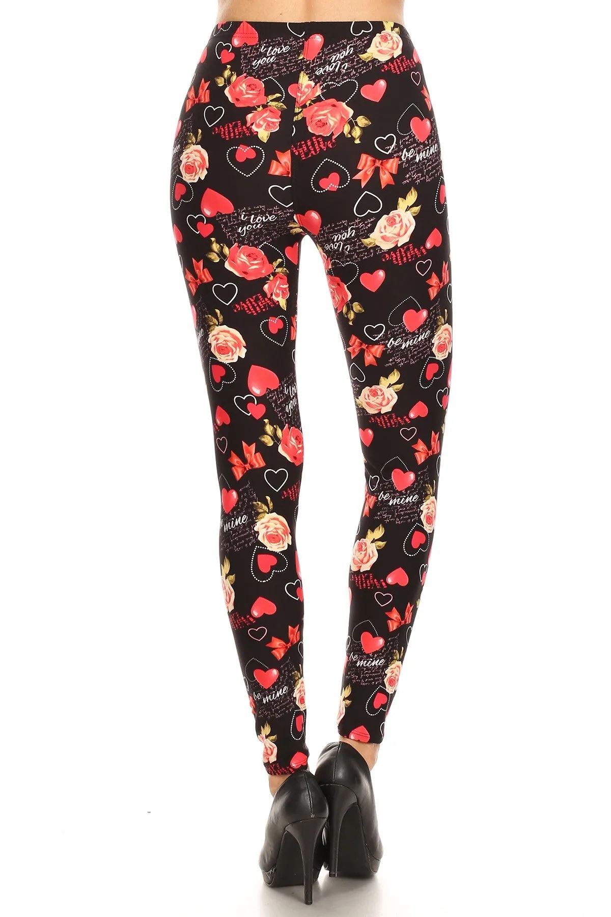 Women's Plus Valentine Theme Pattern Printed Leggings