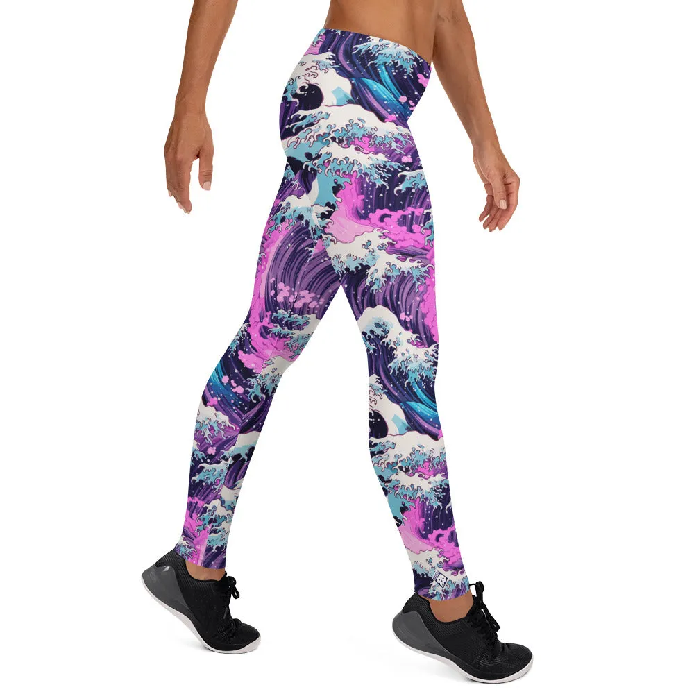 Women's Yoga Pants Workout Leggings - Purple Wave 002