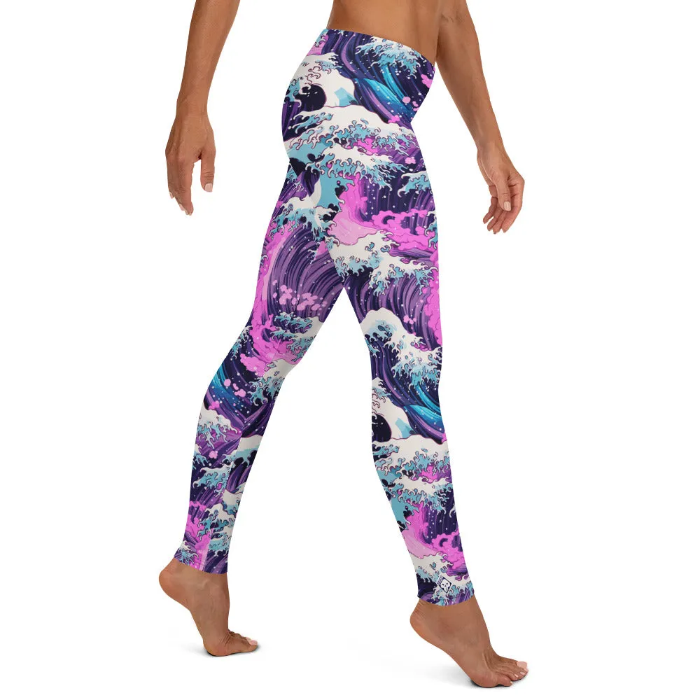 Women's Yoga Pants Workout Leggings - Purple Wave 002