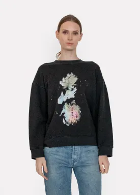 Yves Sweatshirt in Black Flower Scan