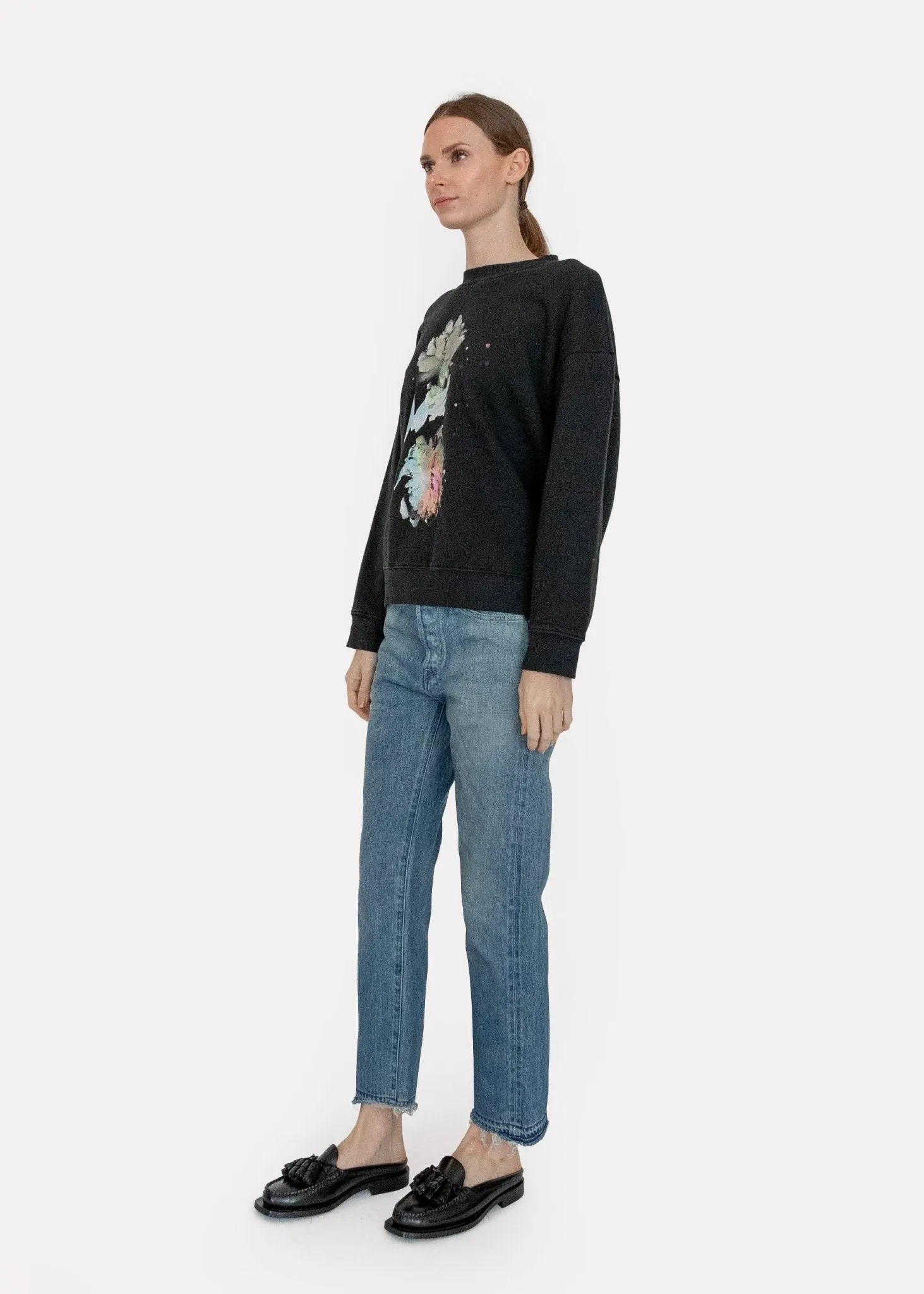 Yves Sweatshirt in Black Flower Scan