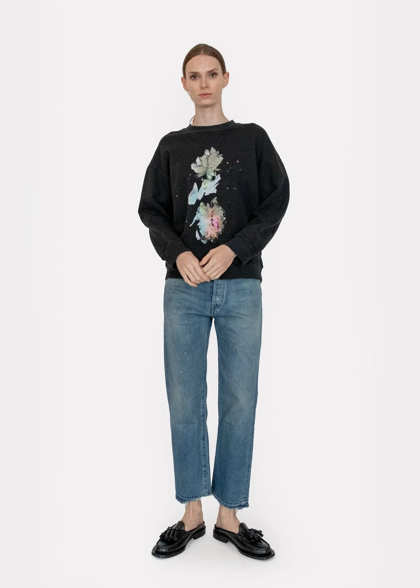 Yves Sweatshirt in Black Flower Scan