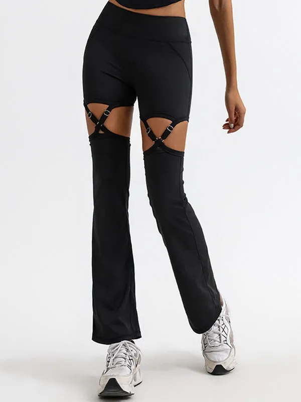 ZASUWA Female Cross Cutout Flare Leggings